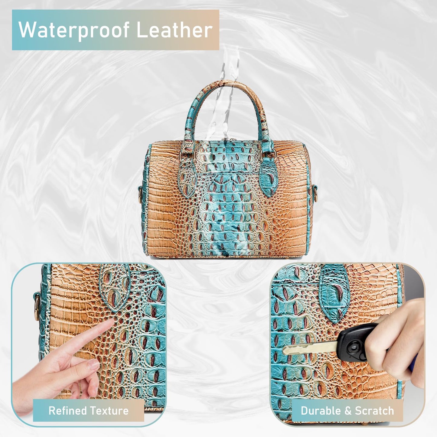 Top-Handle Crocodile Purses For Women Crossbody Leather Bags Trendy Large Capacity Tote with Shoulder Strap