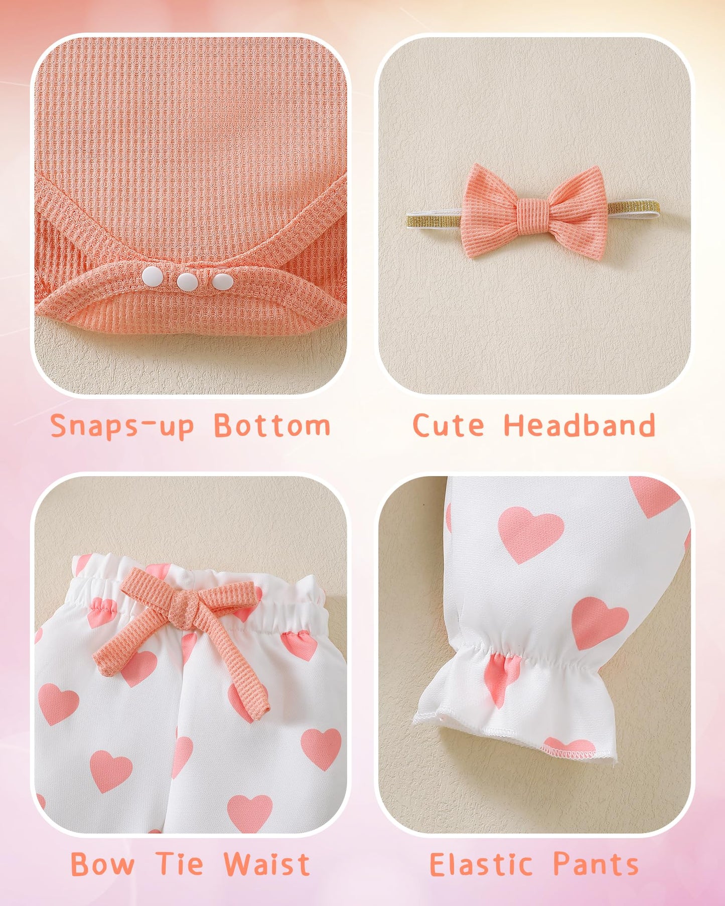 Mioglrie Baby Girl Clothes Newborn Girl Fall Winter Outfits Pants Set Preemie Clothing Headband 0 3 6 12 18 Months