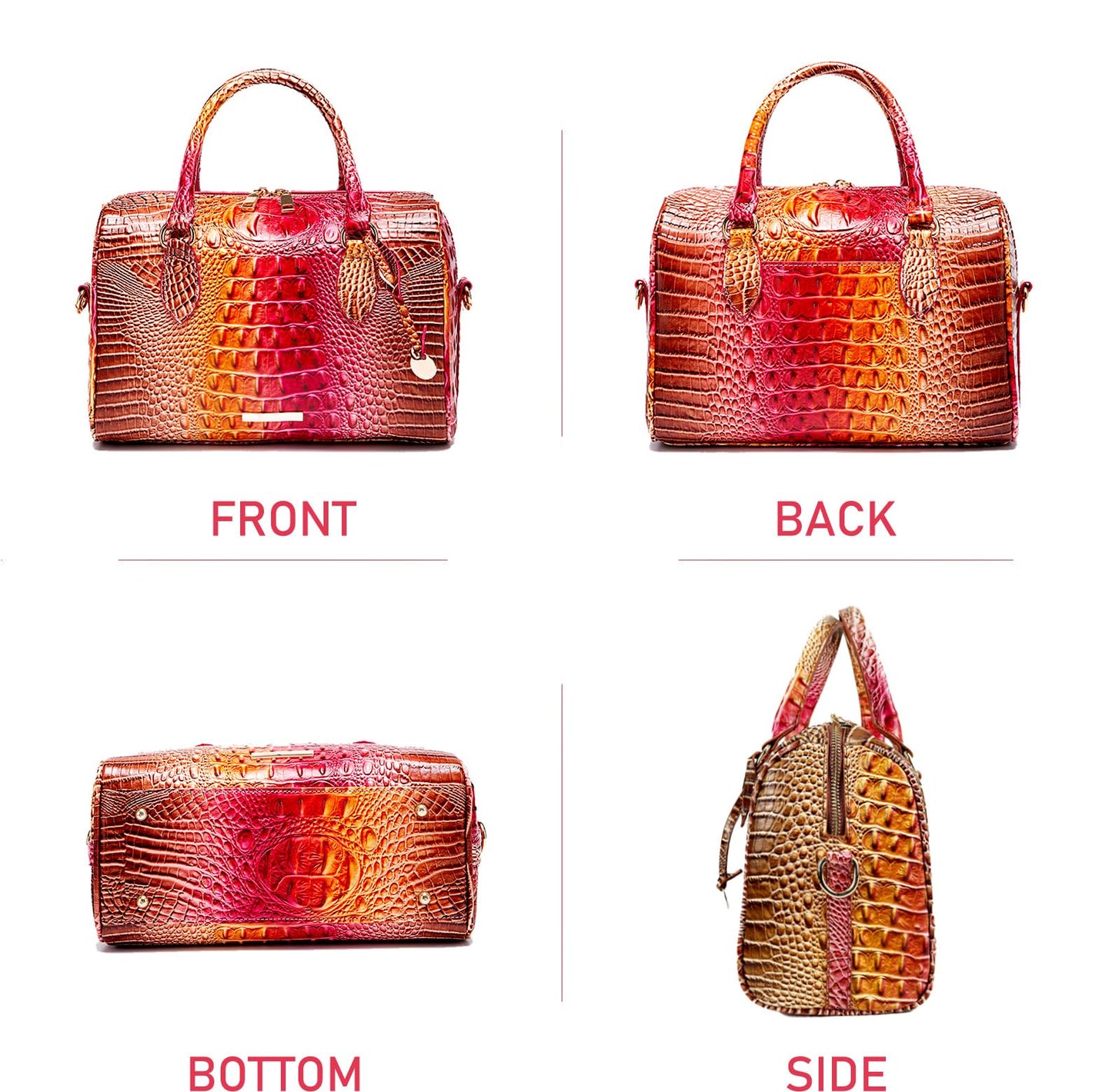 Top-Handle Crocodile Purses For Women Crossbody Leather Bags Trendy Large Capacity Tote with Shoulder Strap
