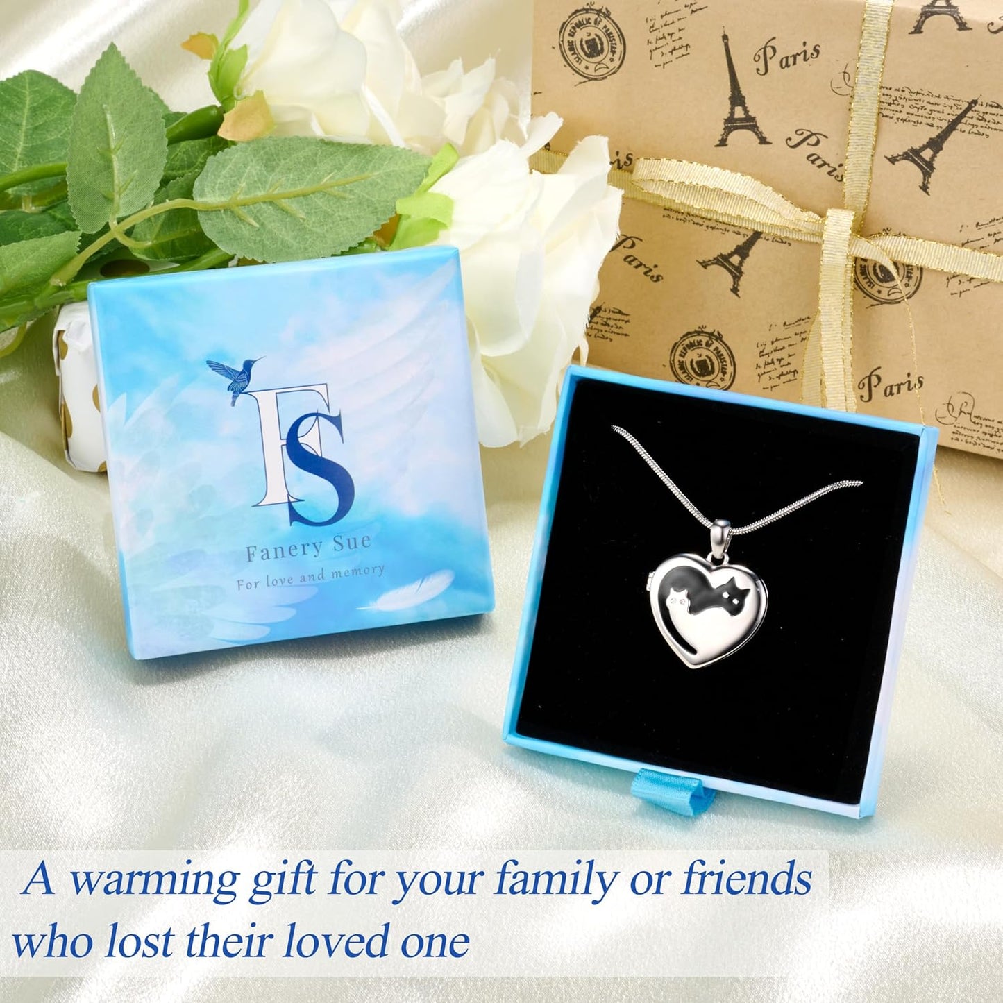 Fanery Sue Personalized Customized Pet Locket Necklace, Heart Lockets Picture Necklaces Dog Memorial Gifts Cat Sympathy for Women Men