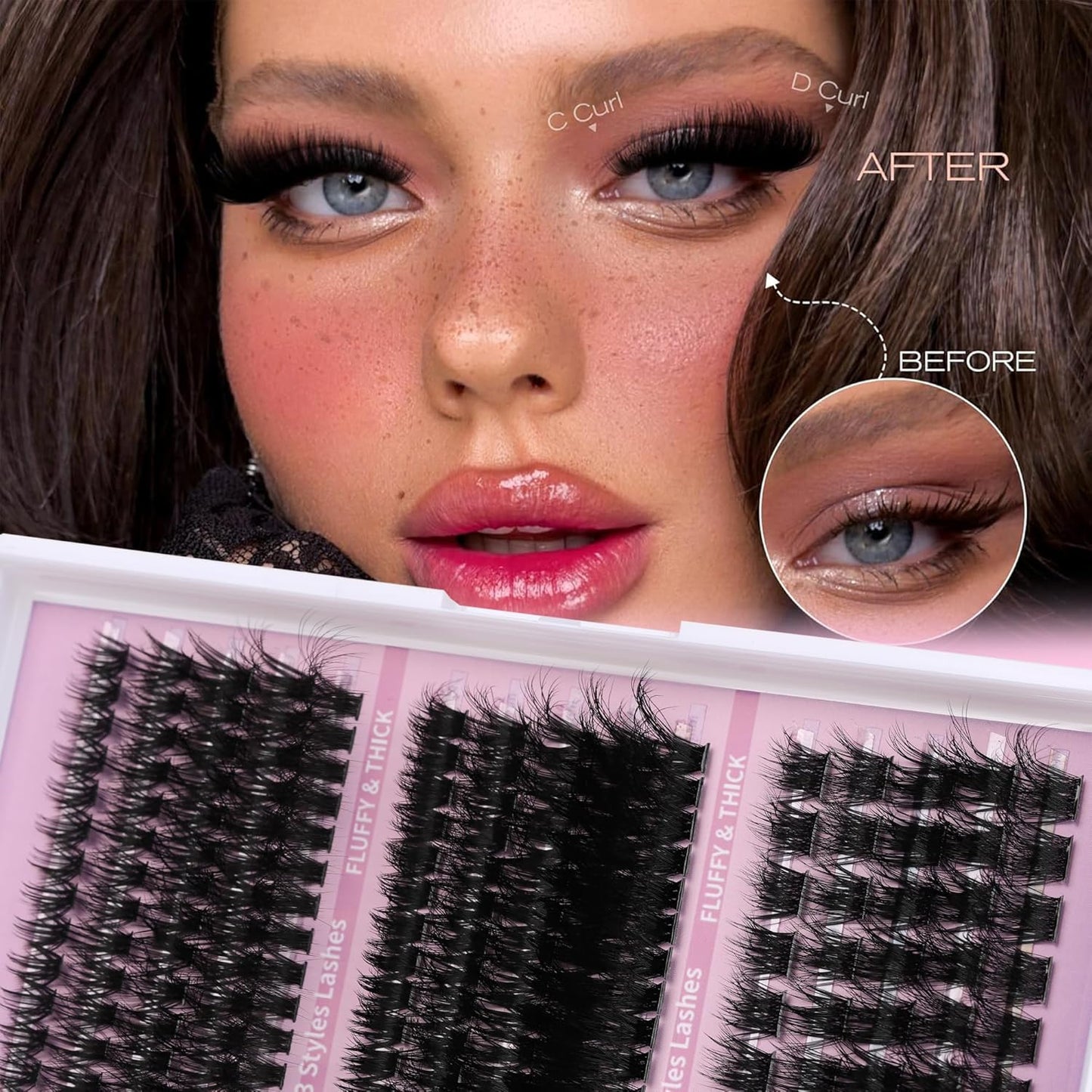 Lashes Clusters Lash Kit Gift Packs 770Pcs with 2X Bond&Seal 5 style Mixed C-Curl False Eyelashes Extensions Faux Mink Individual Lash Wholesale Pack DIY Individual Fake Eyelashes Box