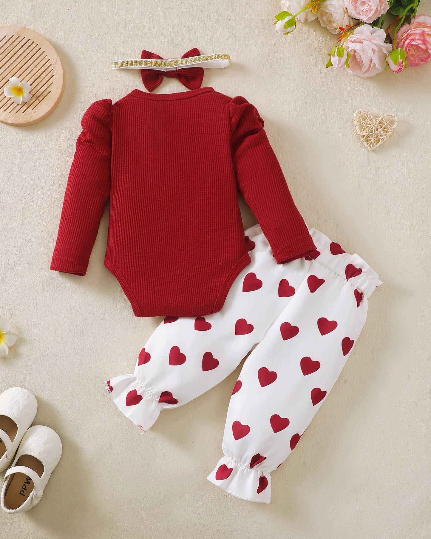 Mioglrie Baby Girl Clothes Newborn Girl Fall Winter Outfits Pants Set Preemie Clothing Headband 0 3 6 12 18 Months