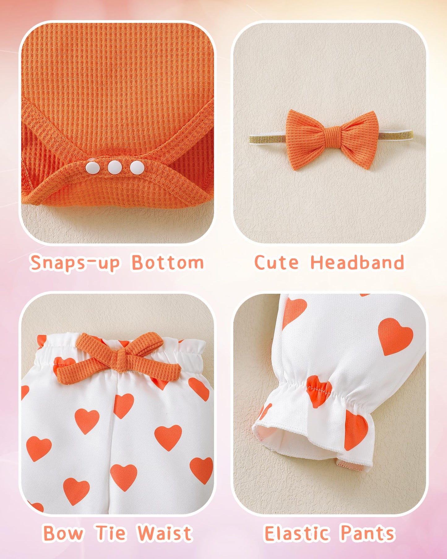 Mioglrie Baby Girl Clothes Newborn Girl Fall Winter Outfits Pants Set Preemie Clothing Headband 0 3 6 12 18 Months
