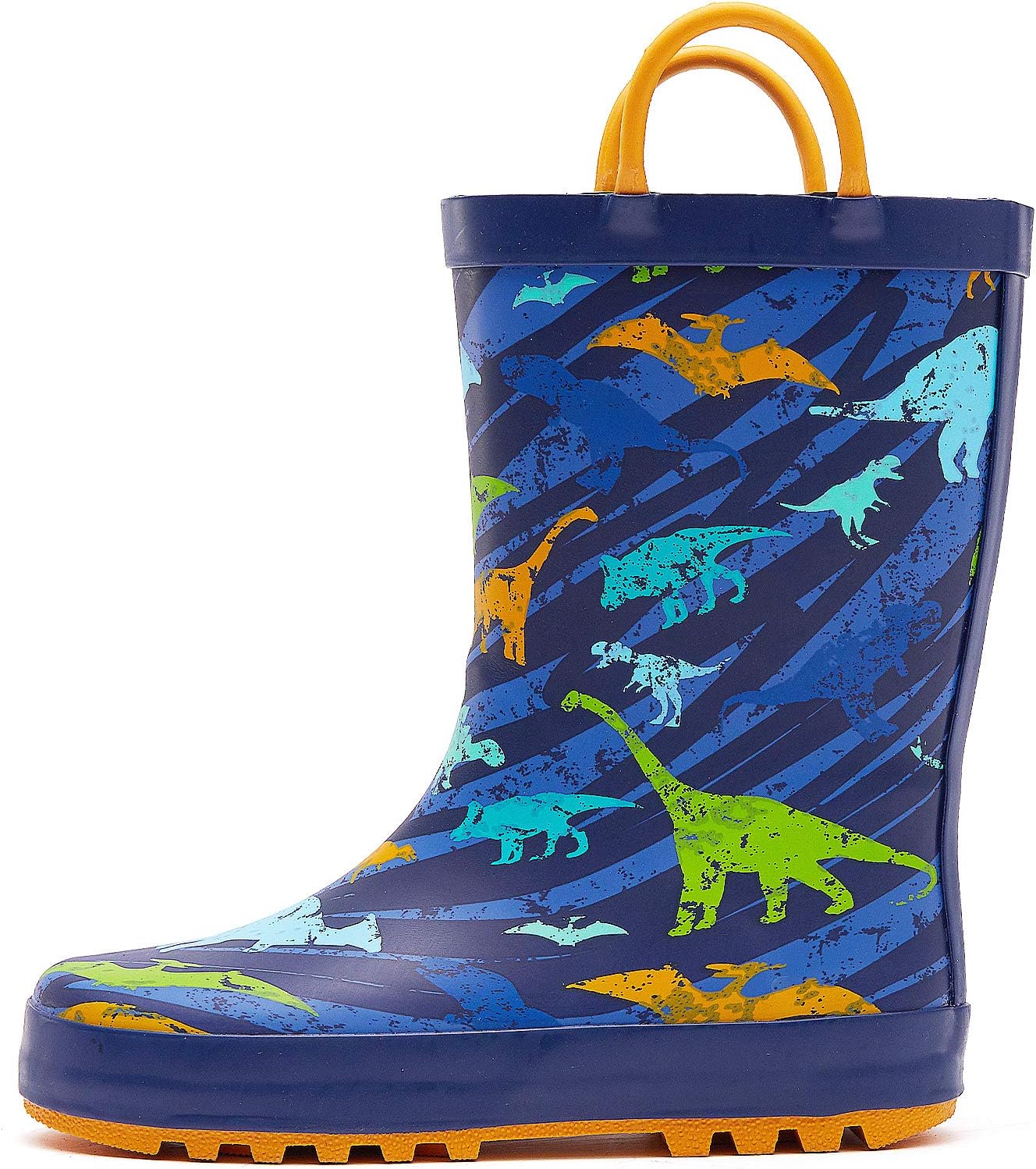 K KomForme Kids Rain Boots Waterproof Printed Rubber boots with Handles
