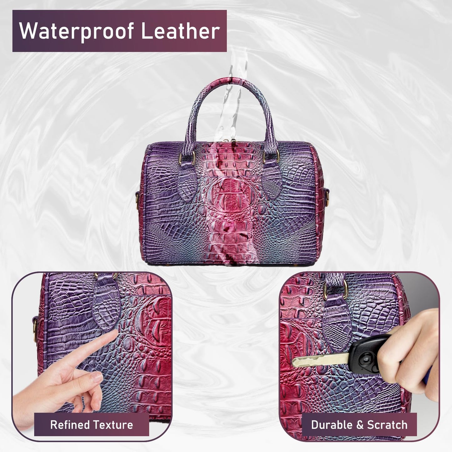 Top-Handle Crocodile Purses For Women Crossbody Leather Bags Trendy Large Capacity Tote with Shoulder Strap
