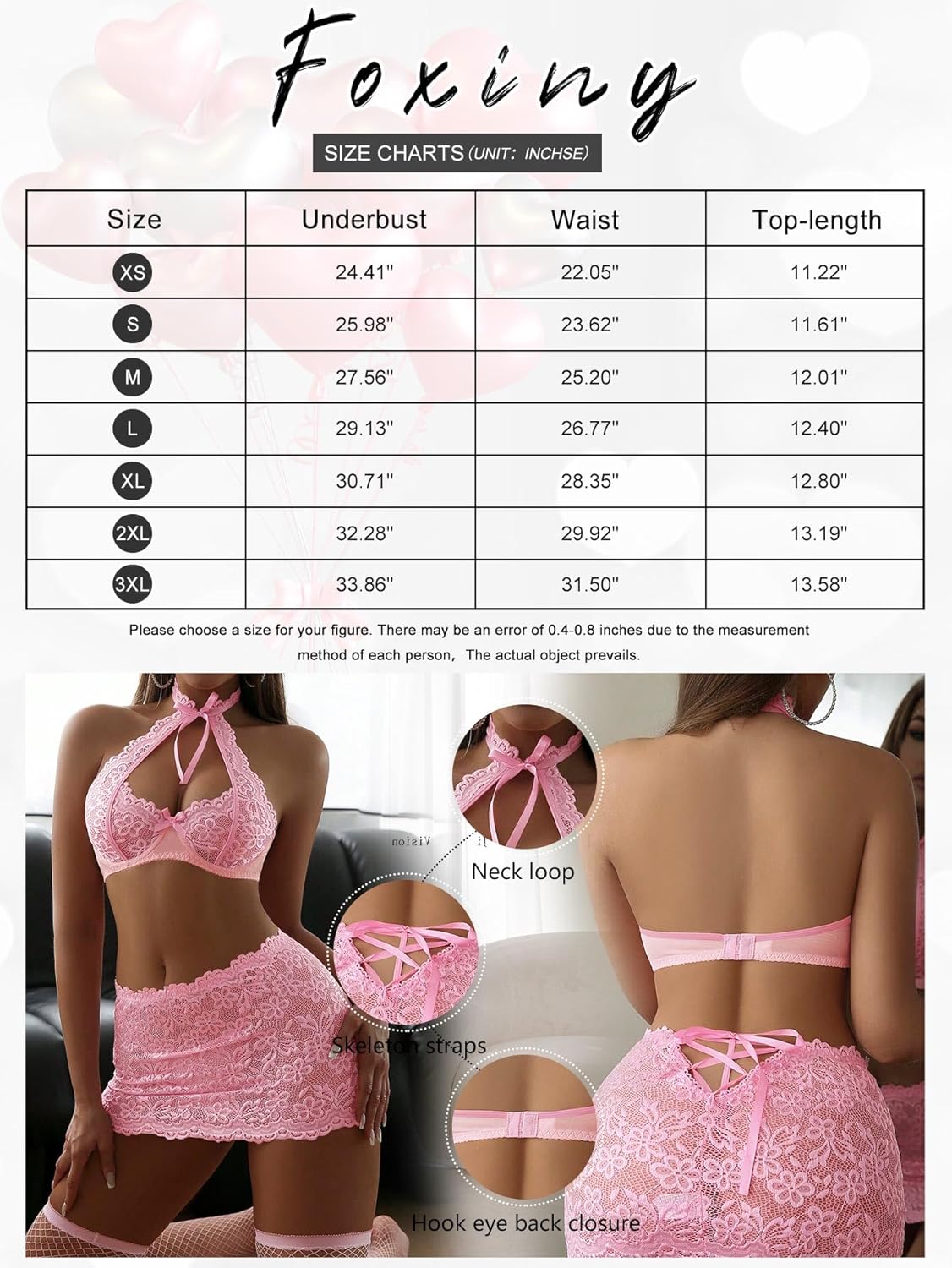 Sexy Cutout Halter Underwire Sheer Mini Skirt Stocking Lingerie Set 4 Piece Outfits