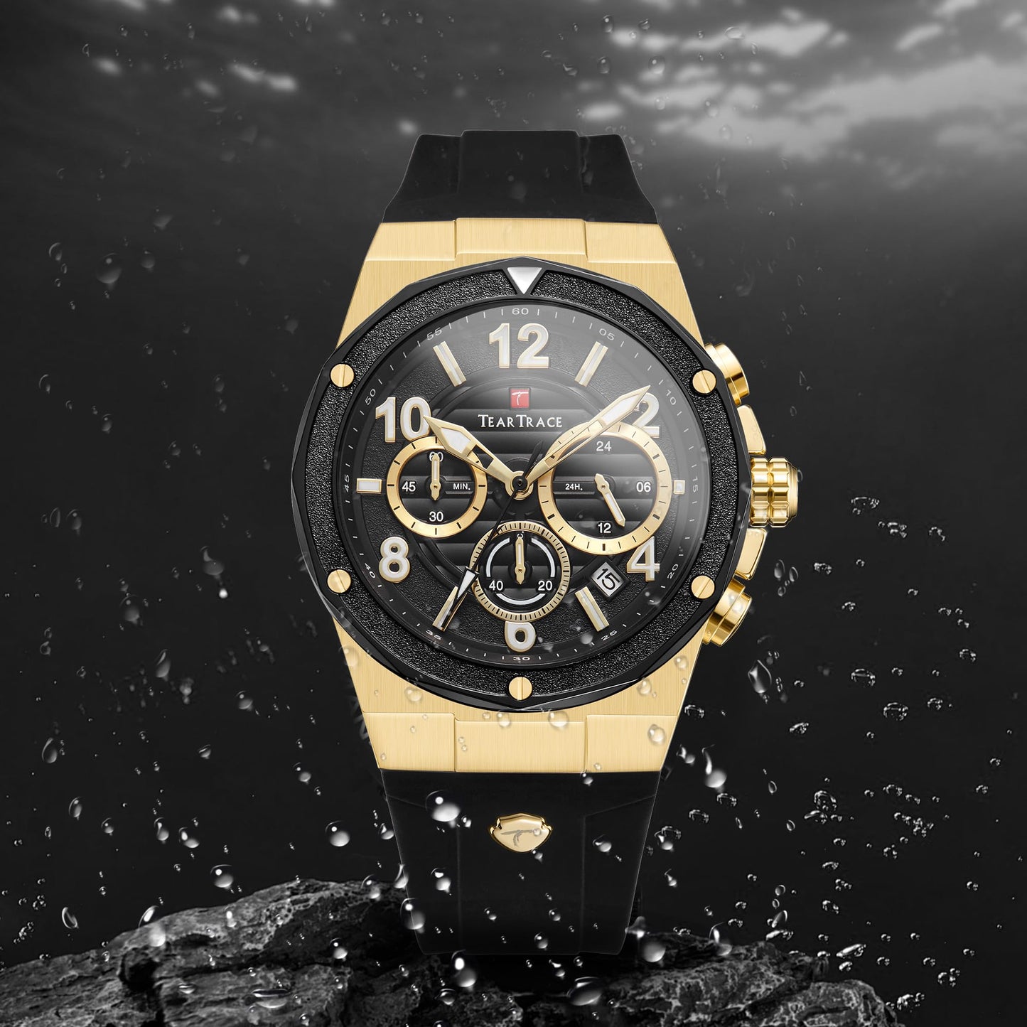Watches for Men Analog Quartz Waterproof Sport Men’s Watch Tonneau Chronograph Luminous Fashionable Unique Casual Watch with Silicone Strap