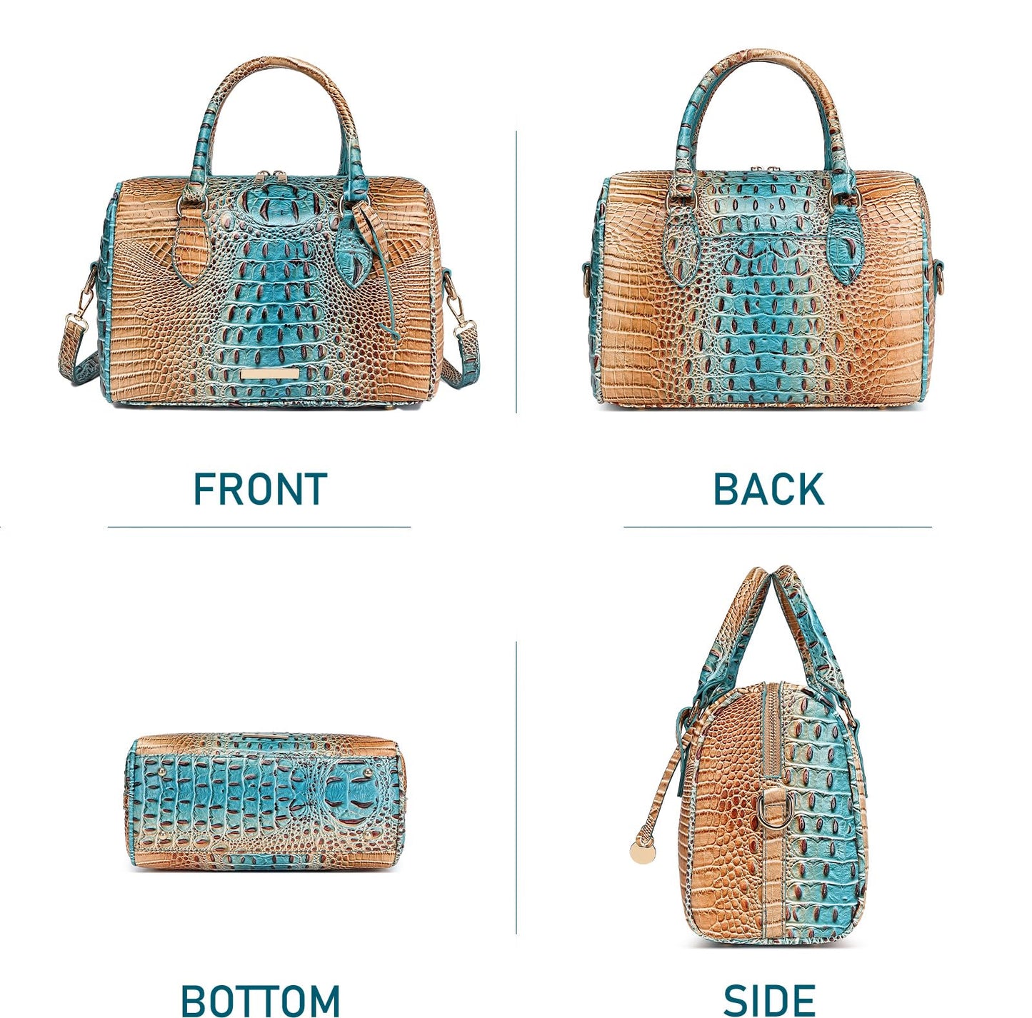 Top-Handle Crocodile Purses For Women Crossbody Leather Bags Trendy Large Capacity Tote with Shoulder Strap