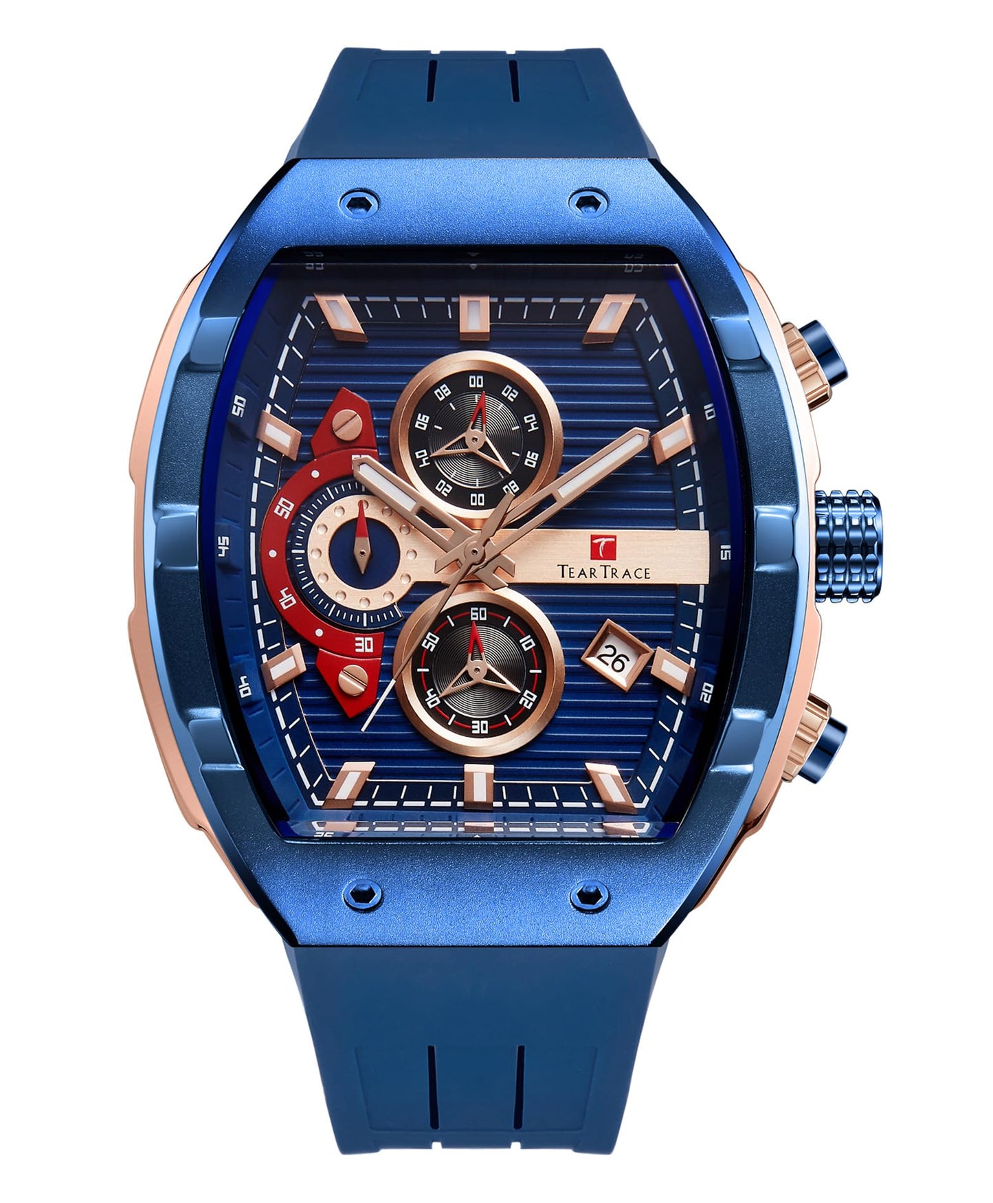 Watches for Men Analog Quartz Waterproof Sport Men’s Watch Tonneau Chronograph Luminous Fashionable Unique Casual Watch with Silicone Strap