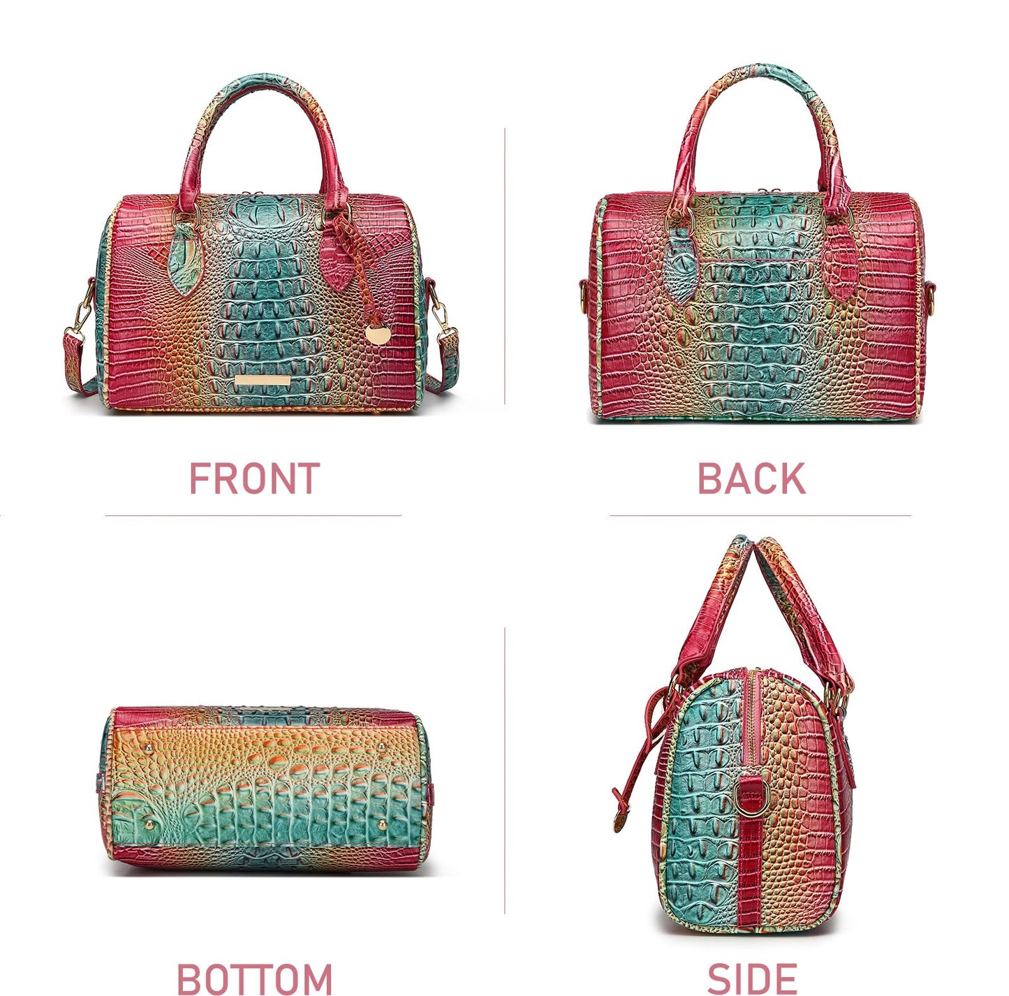 Top-Handle Crocodile Purses For Women Crossbody Leather Bags Trendy Large Capacity Tote with Shoulder Strap