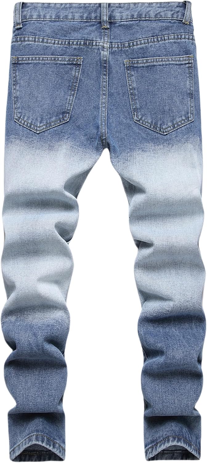 Boy's Ripped Jeans Stacked Skinny Fit Destroyed Distressed Fashion Comfy Denim Jeans Pants