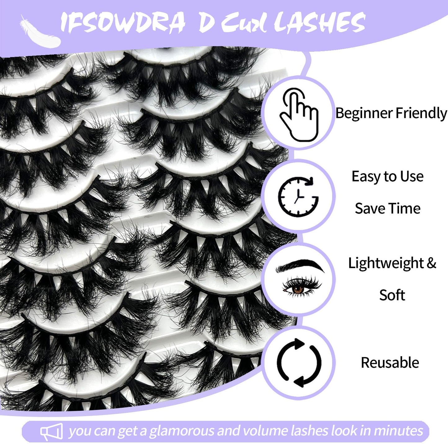 Mink Lashes Fluffy Big Dramatic Thick False Eyelashes, Soft 20mm Volume 3D Faux Mink, 20 Pairs Eyelashes Pack, 25mm Full Strip Lashes That Look Like Extensions