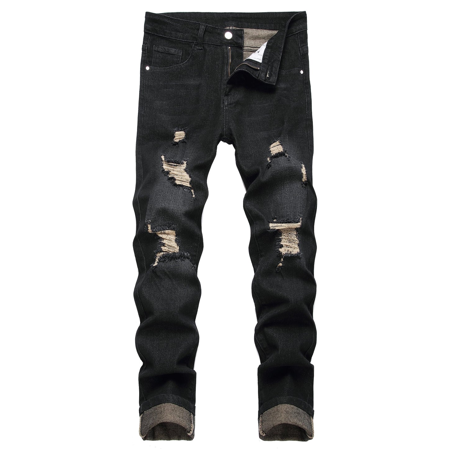 JUNBAOSS Men's Slim Fit Stretch Jeans Ripped Skinny Jeans for Men, Fashion Distressed Straight Comfort Flex Waist Pants