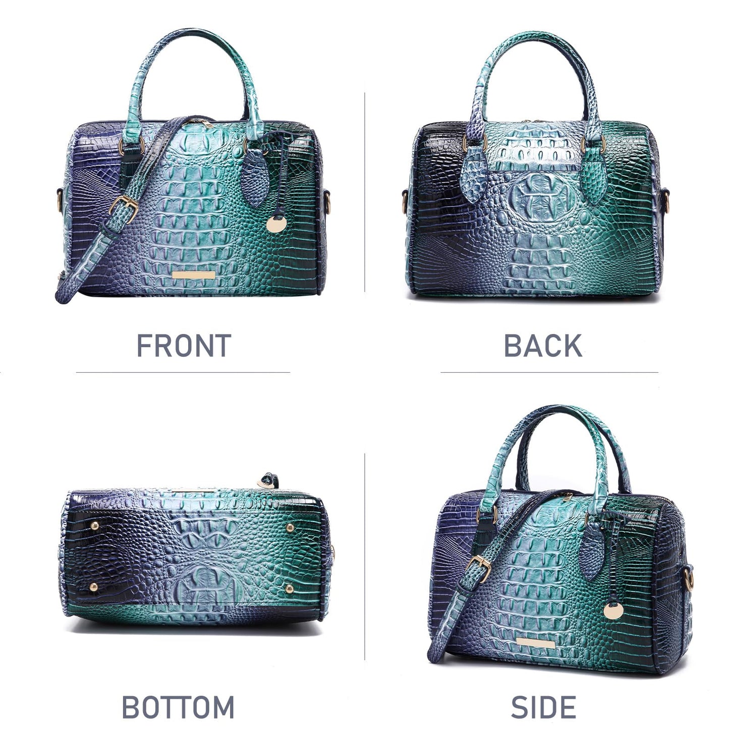 Top-Handle Crocodile Purses For Women Crossbody Leather Bags Trendy Large Capacity Tote with Shoulder Strap
