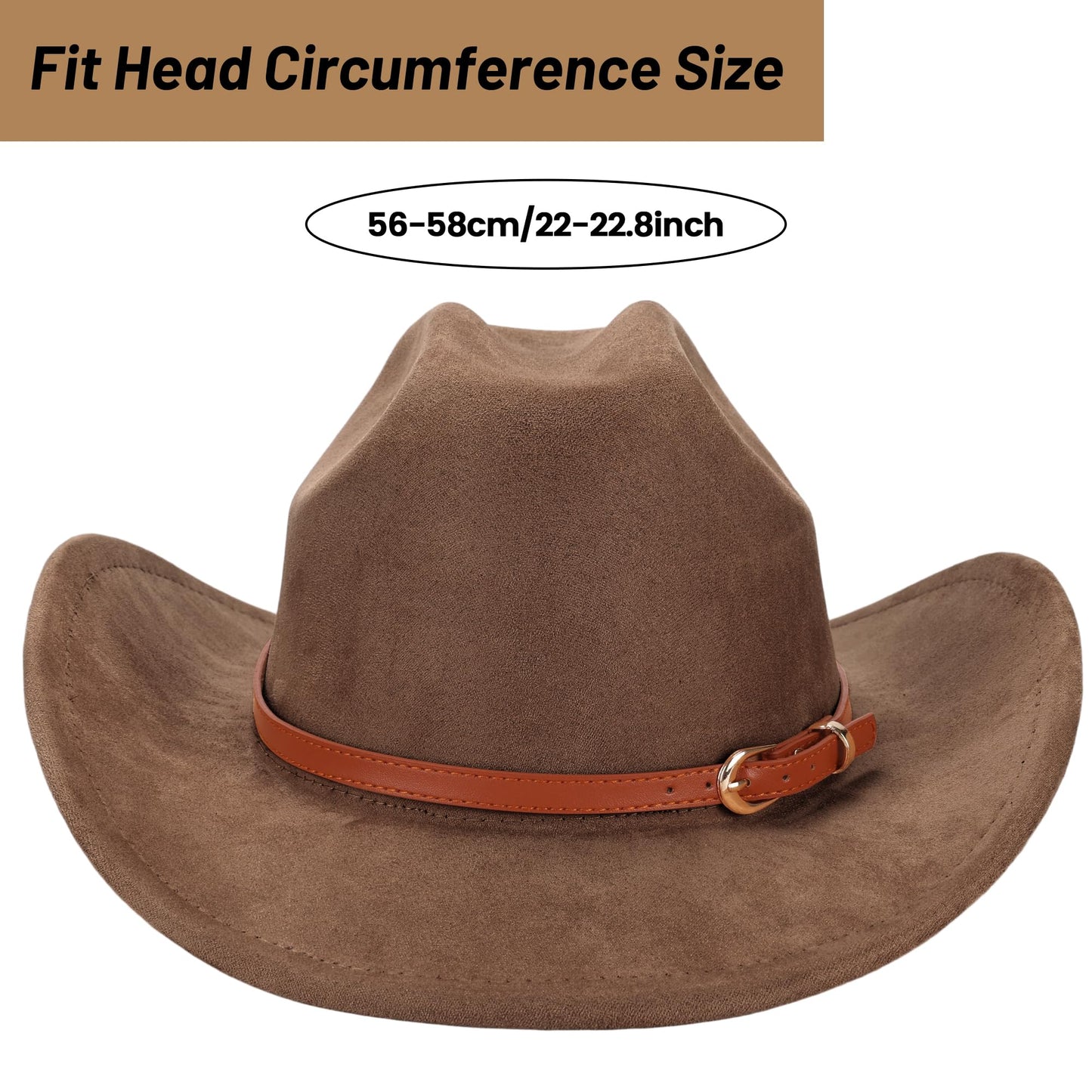 Ibeauti Cowboy Hat with Fringed Bandana Set for Women Wide Brim Western Cowgirl Hat Paisley Head Wrap Scarf