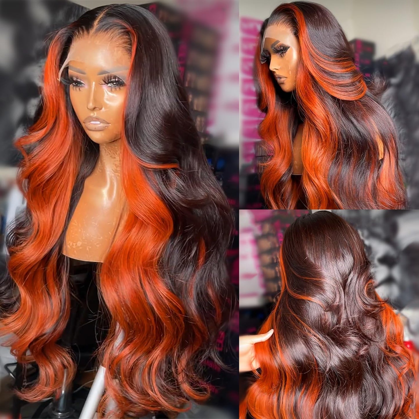 MEGOOD 200% Density Reddish Brown Deep Wave Lace Front Wigs Human Hair 13x4 HD Transparent Curly Human Hair Wig Pre Plucked 13X4 Ginger Wig Human Hair Glueless Colored Wigs With Baby Hair 18inch