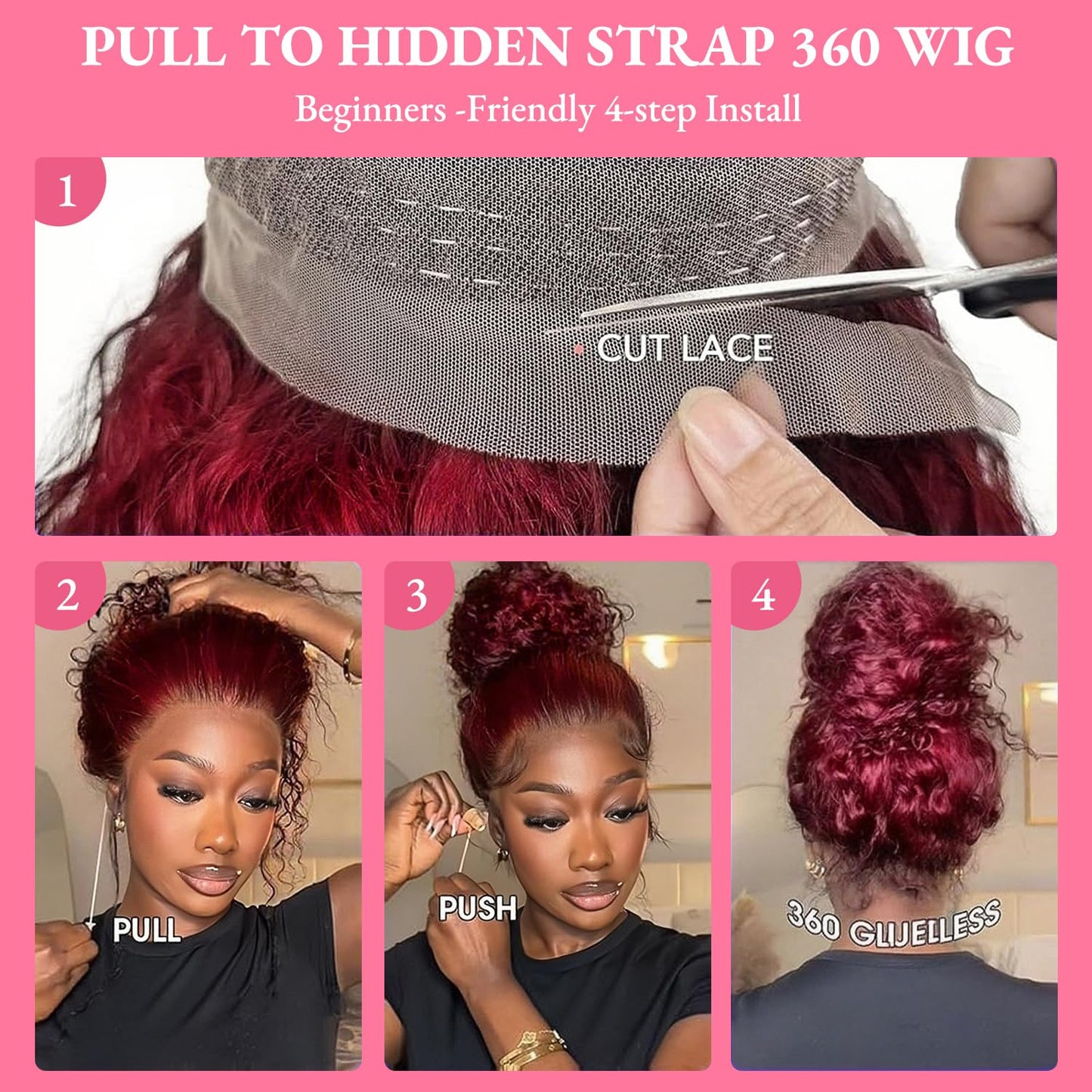 250 Density Curly Lace Front Wigs Human Hair Pre Plucked Hairline Glueless Wig 13x6 HD Lace Frontal Wigs for Women Ginger Orange Colored Ombre Wig Brazilian Virgin Hair 24 Inch