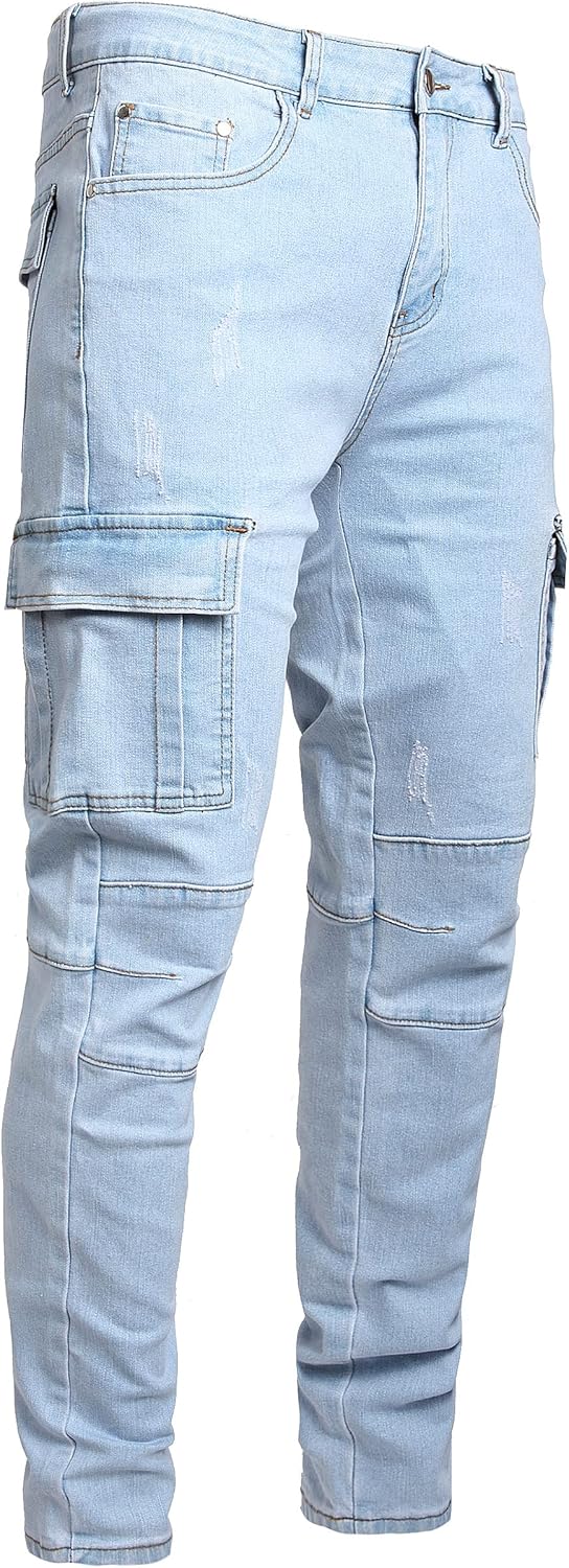JUNBAOSS Men's Slim Fit Jeans Stretch Ripped Skinny Jeans for Men, Fashion Straight Leg Comfort Flex Waist Casual Pants