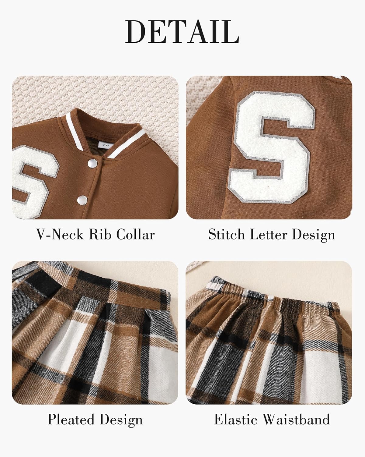 Girls 2 Piece Outfits Skirt Set Button up Jacket Sweatshirt and Pleated Mini Skirts Fall Winter Clothes Size 7-14Y