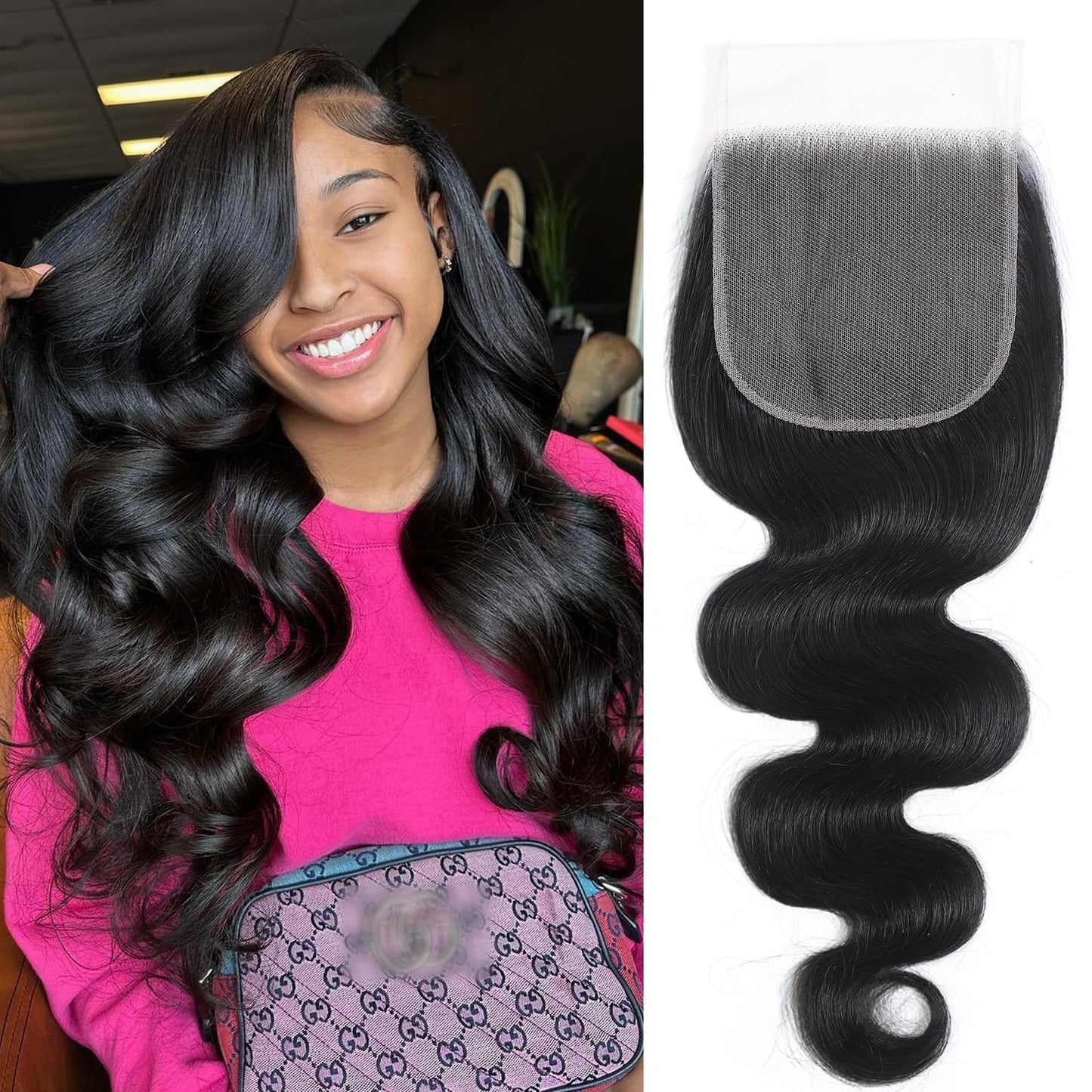 12A Human Hair Bundles with Closure Body Wave Bundles 20 22 24+18 Inch 5X5 HD Lace Closure Human Hair 100% Brazilian Virgin Hair Extensions 3 Bundles Deals Hair Quick Weave Bundle for Women