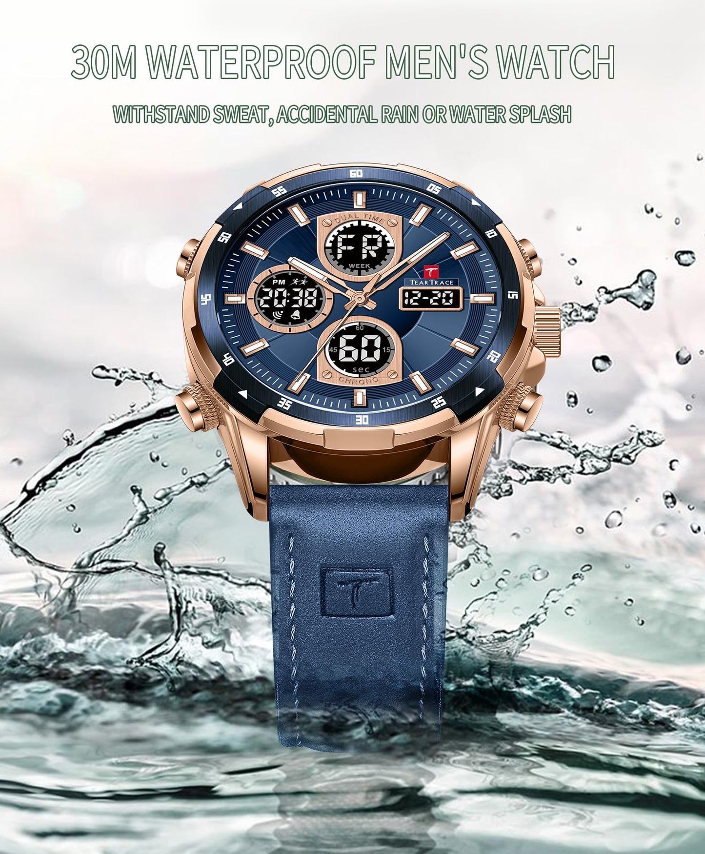 Watches for Men Analog Quartz Waterproof Sport Men’s Watch Tonneau Chronograph Luminous Fashionable Unique Casual Watch with Silicone Strap