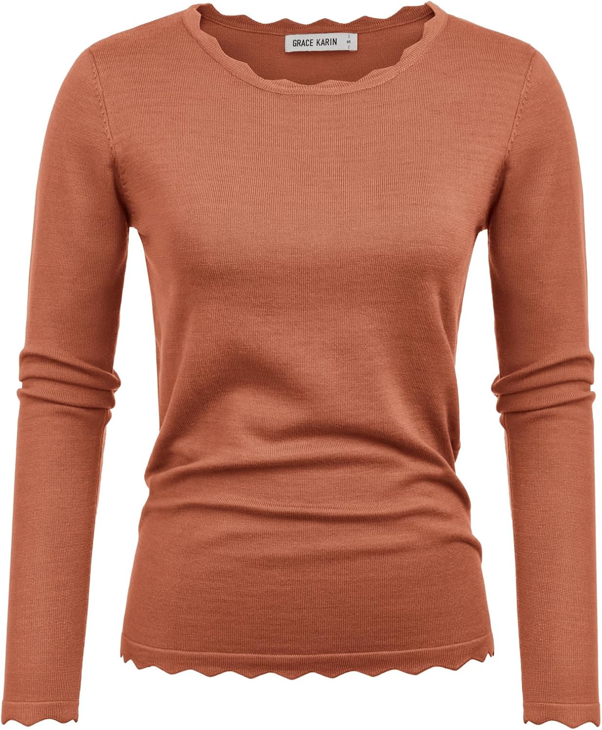 GRACE KARIN Women's High Stretchy Long Sleeve Pullover Sweater Blouse Top