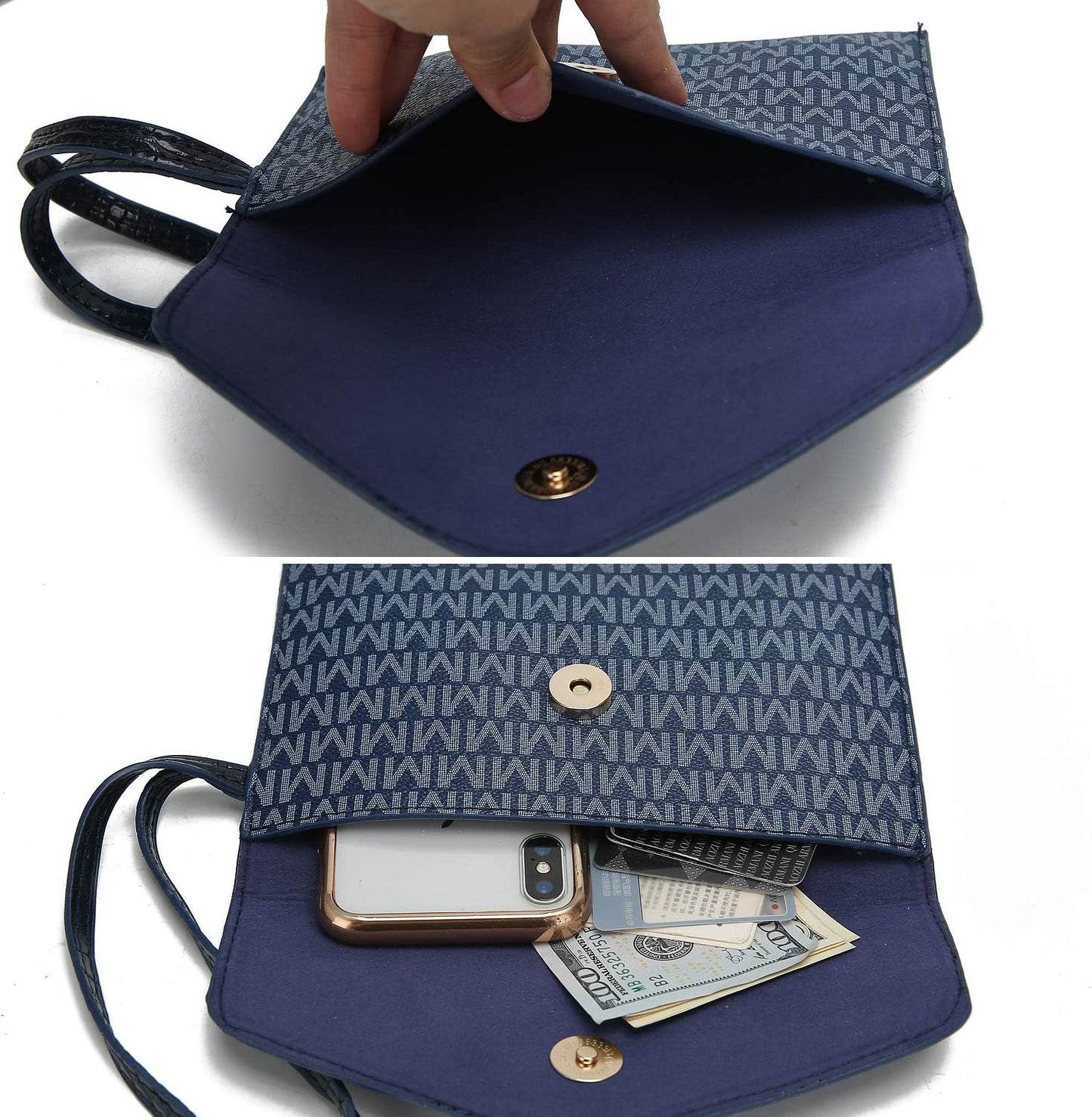 MKF Collection Shoulder Bag for Women, Crossbody Purse & Wristlet: PU Leather Satchel Pocketbook 3 PCs Handbag Set