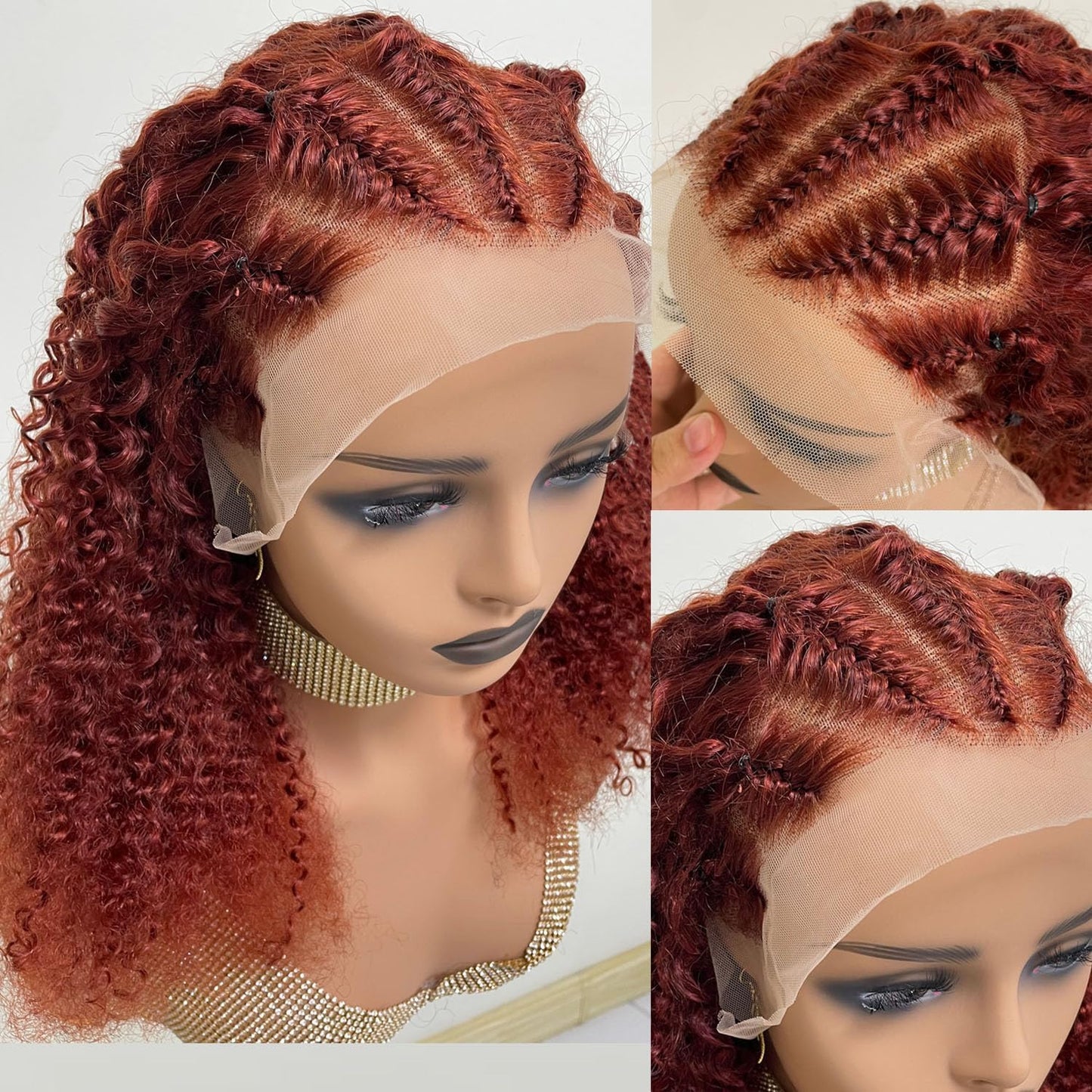 MEGOOD 200% Density Reddish Brown Deep Wave Lace Front Wigs Human Hair 13x4 HD Transparent Curly Human Hair Wig Pre Plucked 13X4 Ginger Wig Human Hair Glueless Colored Wigs With Baby Hair 18inch
