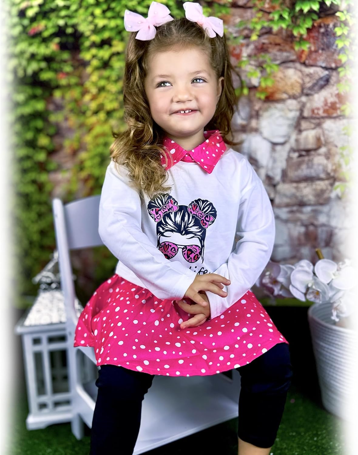 HINTINA Toddler Little Girl Letter Print Sweatshirt Top Plaid Skirt Pants Fall Winter Outfits