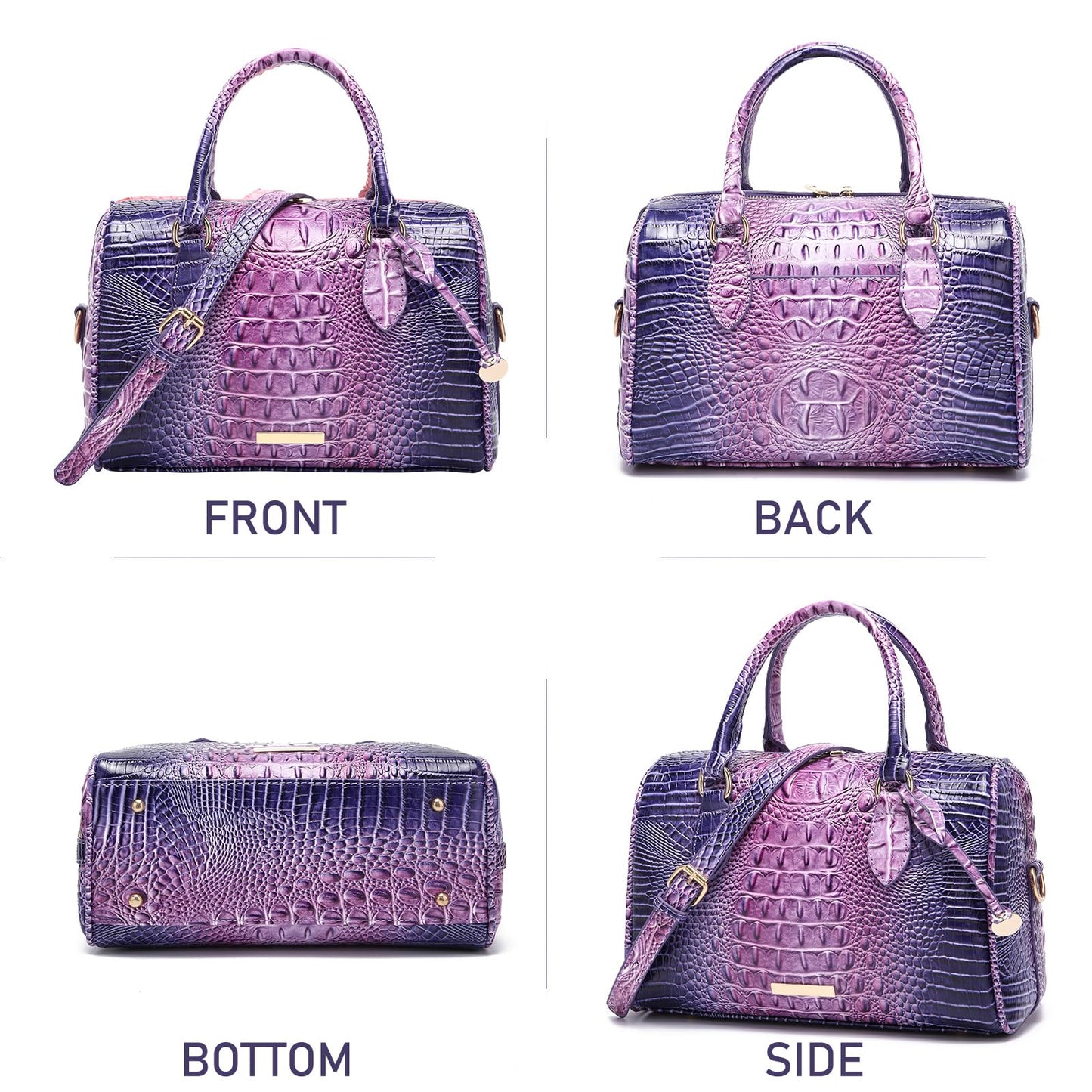 Top-Handle Crocodile Purses For Women Crossbody Leather Bags Trendy Large Capacity Tote with Shoulder Strap