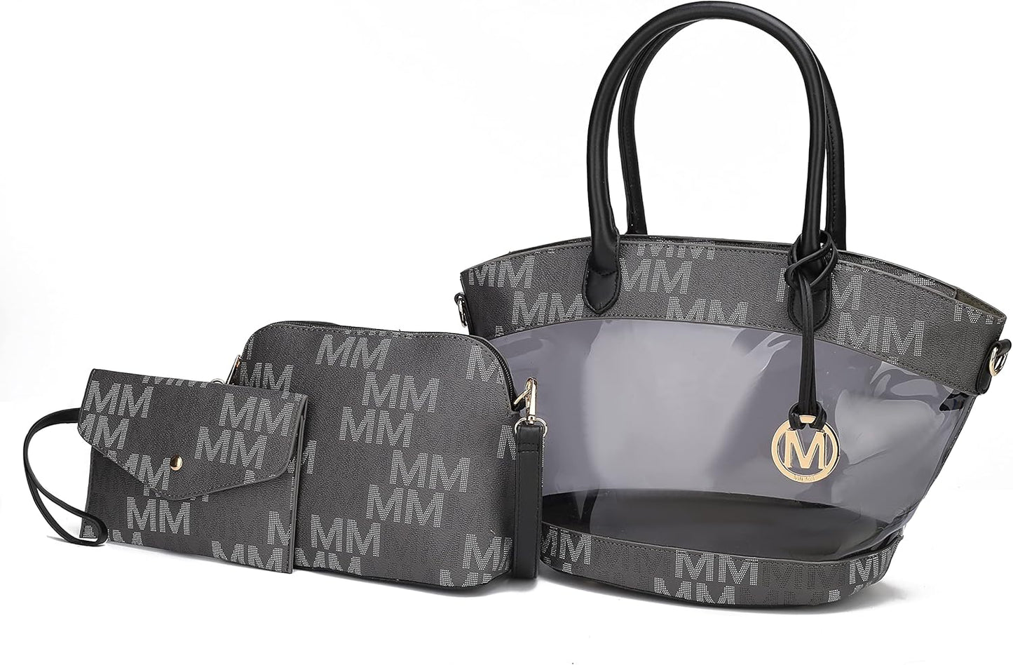 MKF Collection Shoulder Bag for Women, Crossbody Purse & Wristlet: PU Leather Satchel Pocketbook 3 PCs Handbag Set