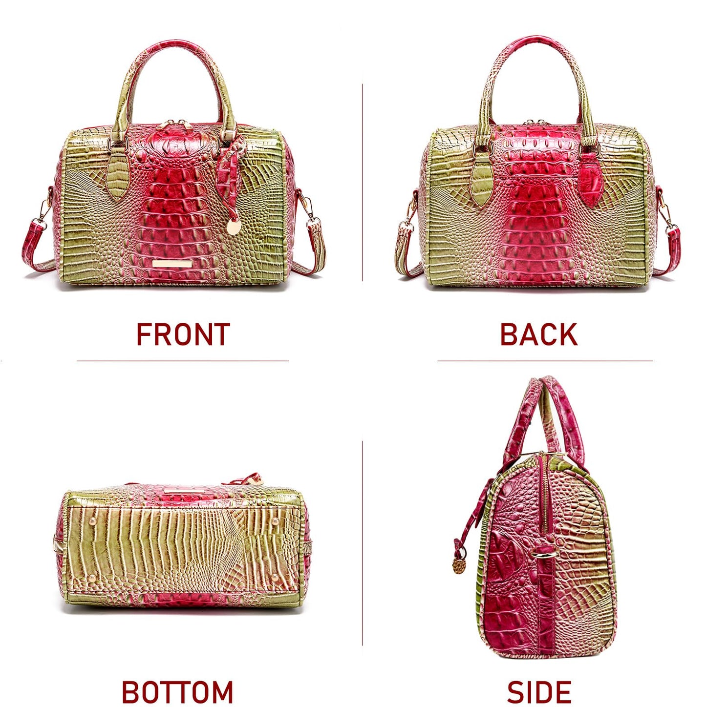 Top-Handle Crocodile Purses For Women Crossbody Leather Bags Trendy Large Capacity Tote with Shoulder Strap