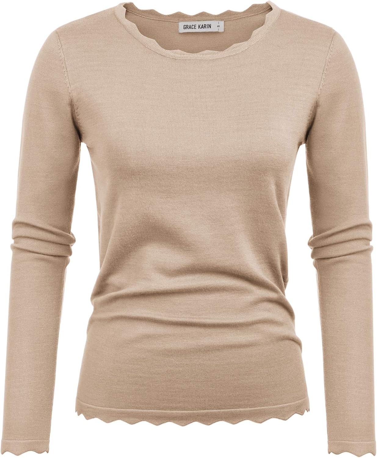 GRACE KARIN Women's High Stretchy Long Sleeve Pullover Sweater Blouse Top
