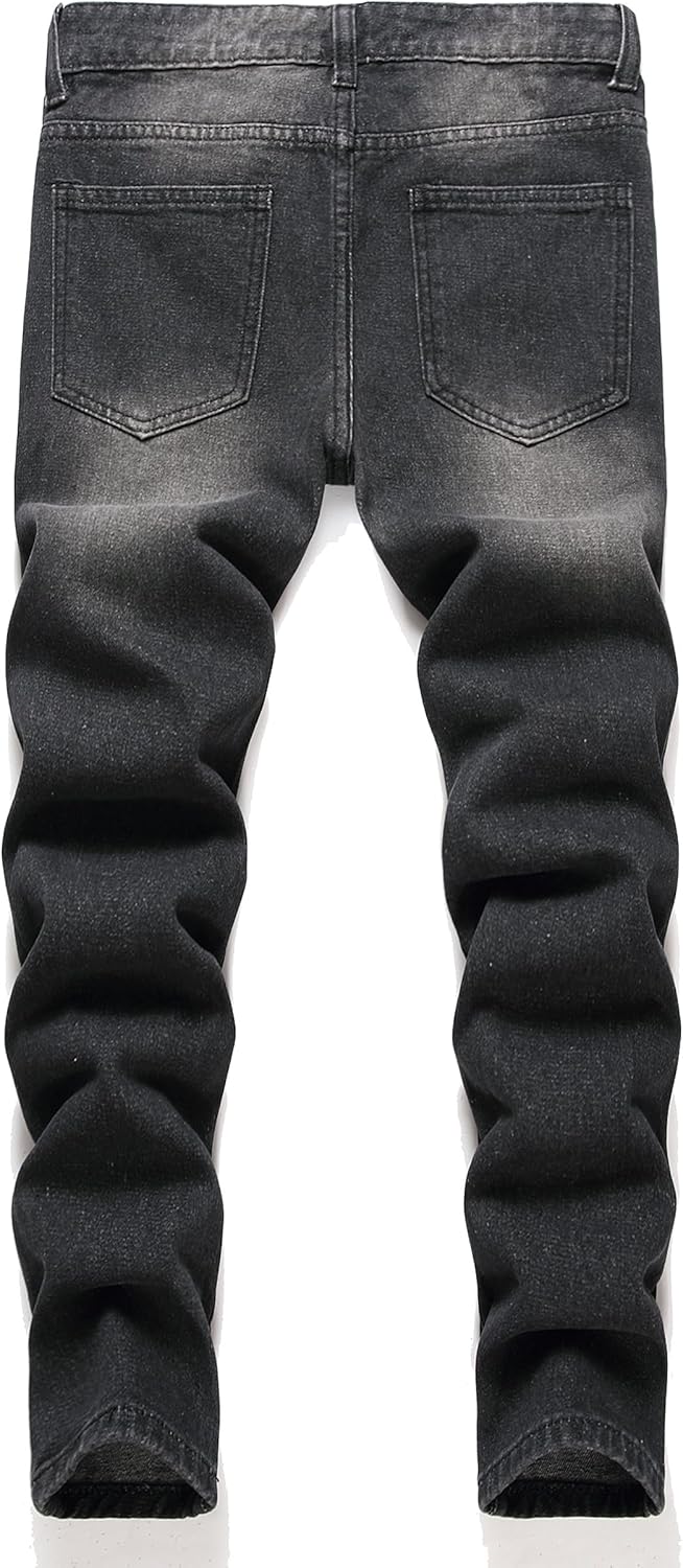 Boy's Ripped Jeans Stacked Skinny Fit Destroyed Distressed Fashion Comfy Denim Jeans Pants
