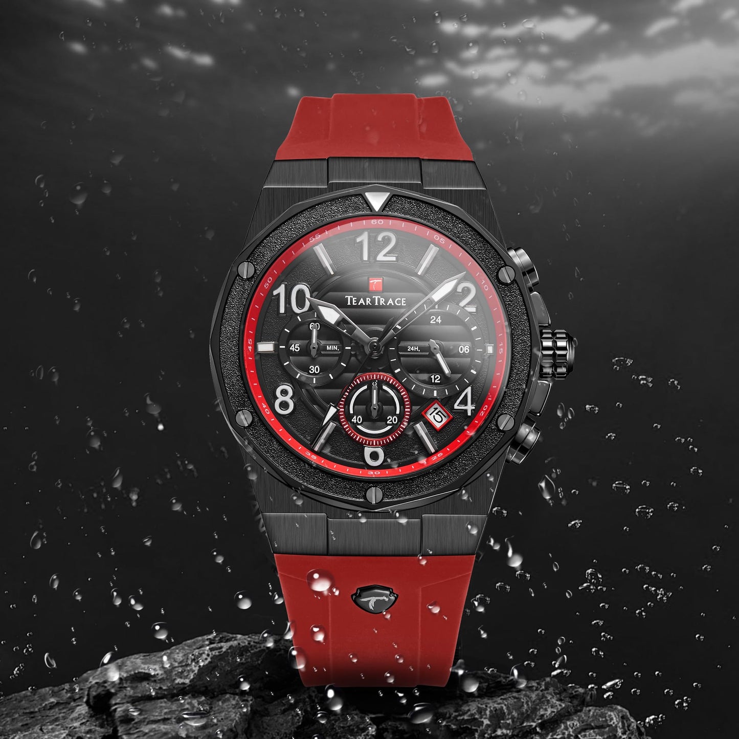 Watches for Men Analog Quartz Waterproof Sport Men’s Watch Tonneau Chronograph Luminous Fashionable Unique Casual Watch with Silicone Strap