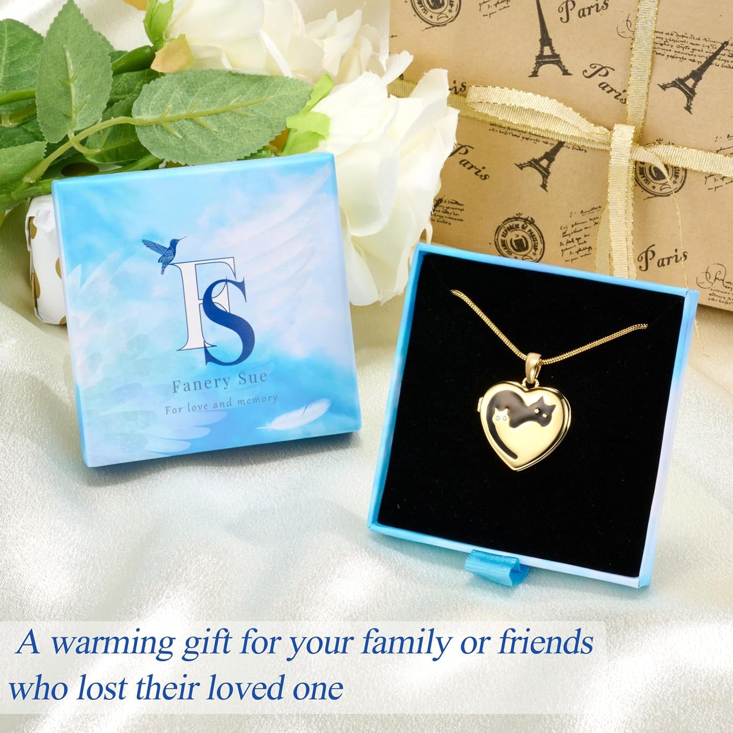 Fanery Sue Personalized Customized Pet Locket Necklace, Heart Lockets Picture Necklaces Dog Memorial Gifts Cat Sympathy for Women Men