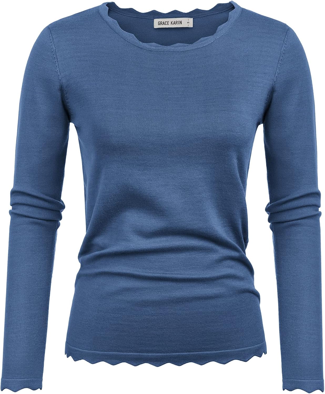 GRACE KARIN Women's High Stretchy Long Sleeve Pullover Sweater Blouse Top