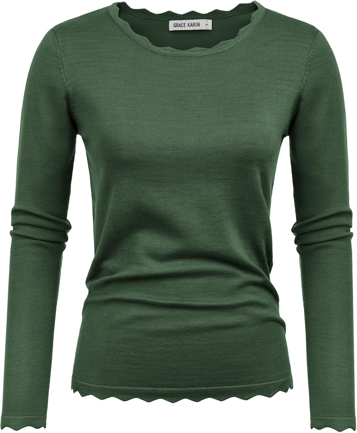 GRACE KARIN Women's High Stretchy Long Sleeve Pullover Sweater Blouse Top