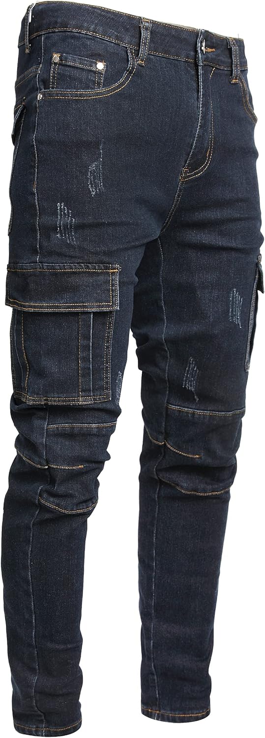 JUNBAOSS Men's Slim Fit Jeans Stretch Ripped Skinny Jeans for Men, Fashion Straight Leg Comfort Flex Waist Casual Pants