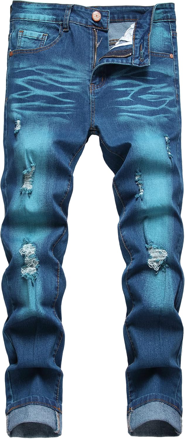 JUNBAOSS Men's Slim Fit Jeans Stretch Ripped Skinny Jeans for Men, Fashion Straight Leg Comfort Flex Waist Casual Pants