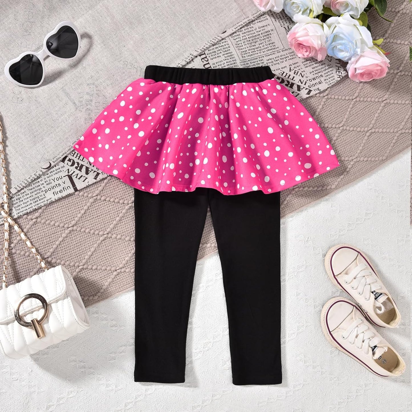 HINTINA Toddler Little Girl Letter Print Sweatshirt Top Plaid Skirt Pants Fall Winter Outfits