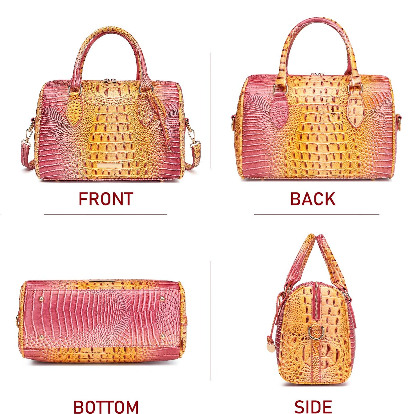 Top-Handle Crocodile Purses For Women Crossbody Leather Bags Trendy Large Capacity Tote with Shoulder Strap