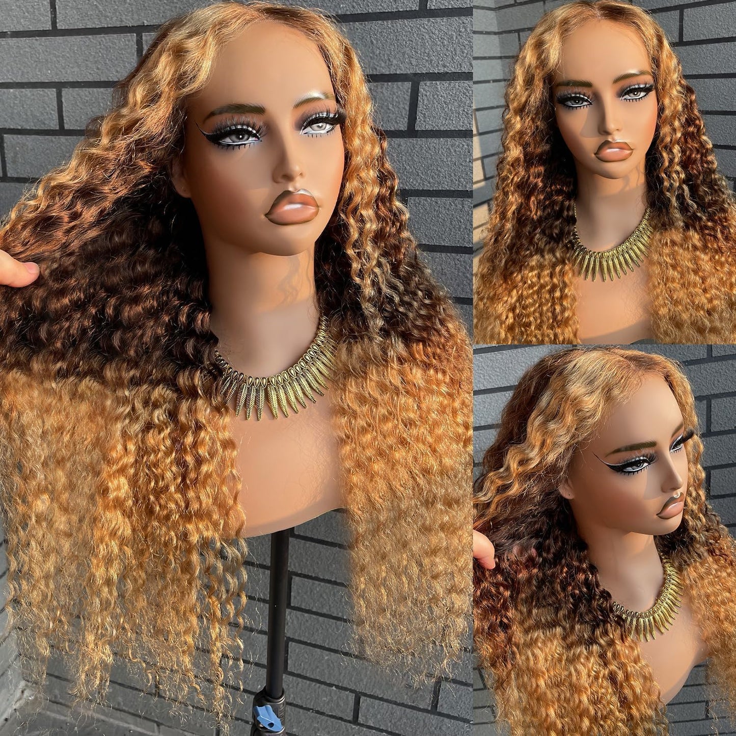MEGOOD 200% Density Reddish Brown Deep Wave Lace Front Wigs Human Hair 13x4 HD Transparent Curly Human Hair Wig Pre Plucked 13X4 Ginger Wig Human Hair Glueless Colored Wigs With Baby Hair 18inch