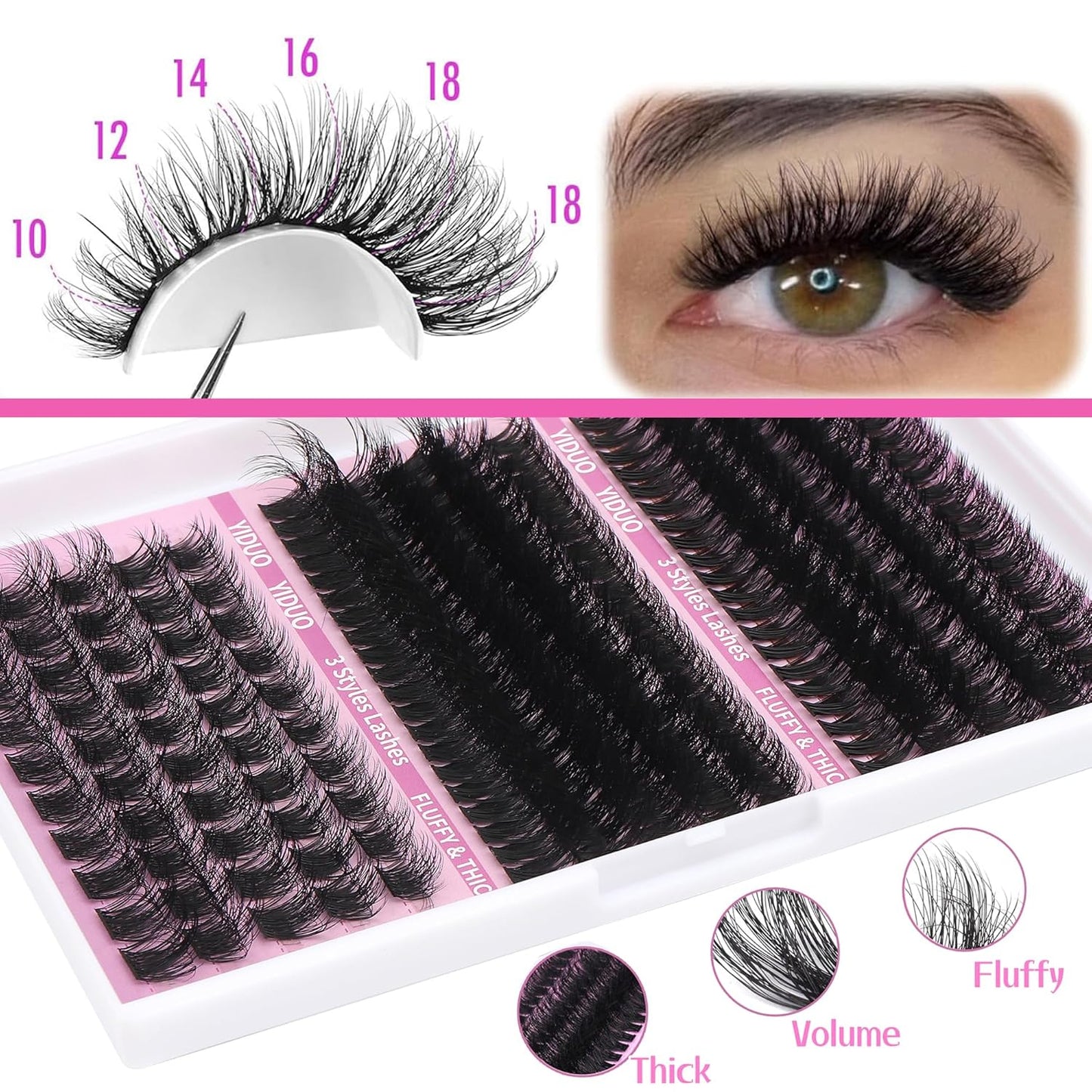 Lashes Clusters Lash Kit Gift Packs 770Pcs with 2X Bond&Seal 5 style Mixed C-Curl False Eyelashes Extensions Faux Mink Individual Lash Wholesale Pack DIY Individual Fake Eyelashes Box