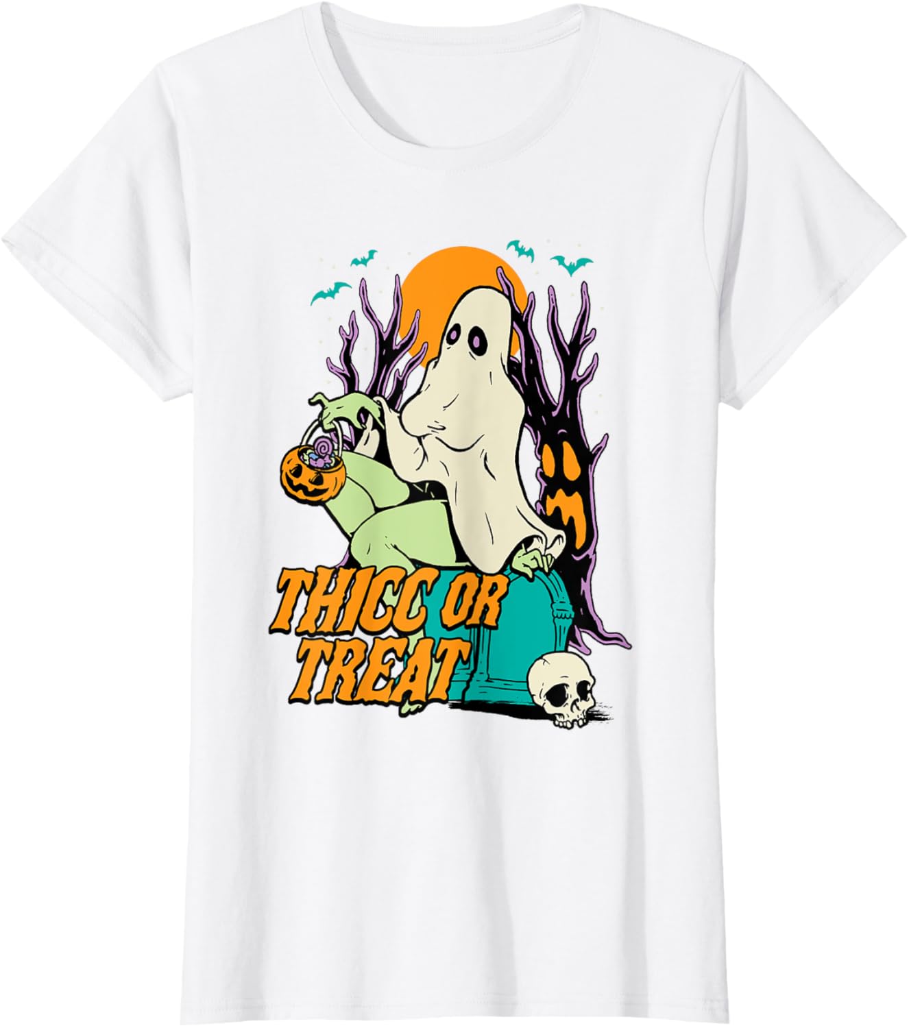 Thicc or Treat Halloween Lady Ghost Sexy Pinup BBW T-Shirt
