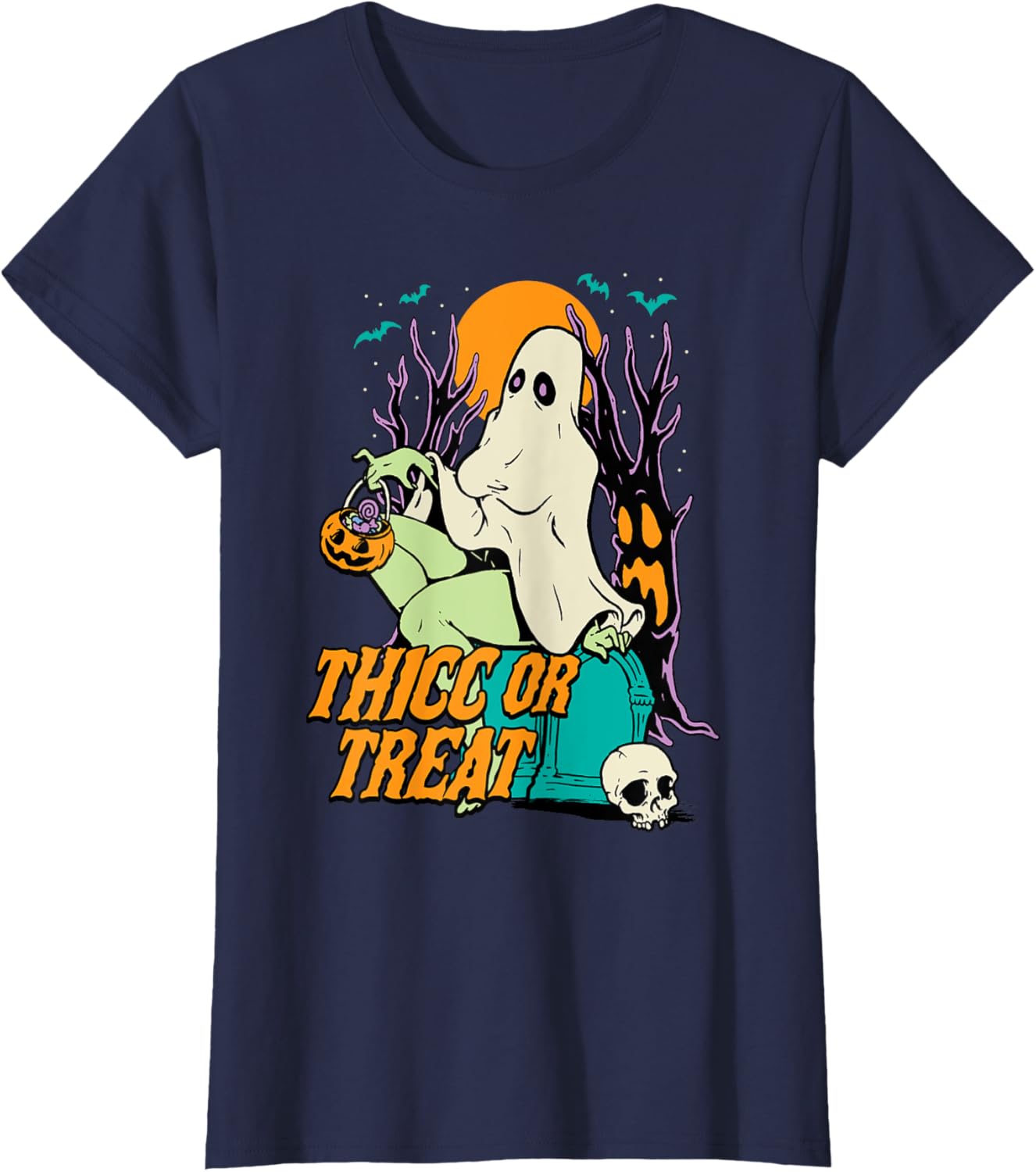 Thicc or Treat Halloween Lady Ghost Sexy Pinup BBW T-Shirt