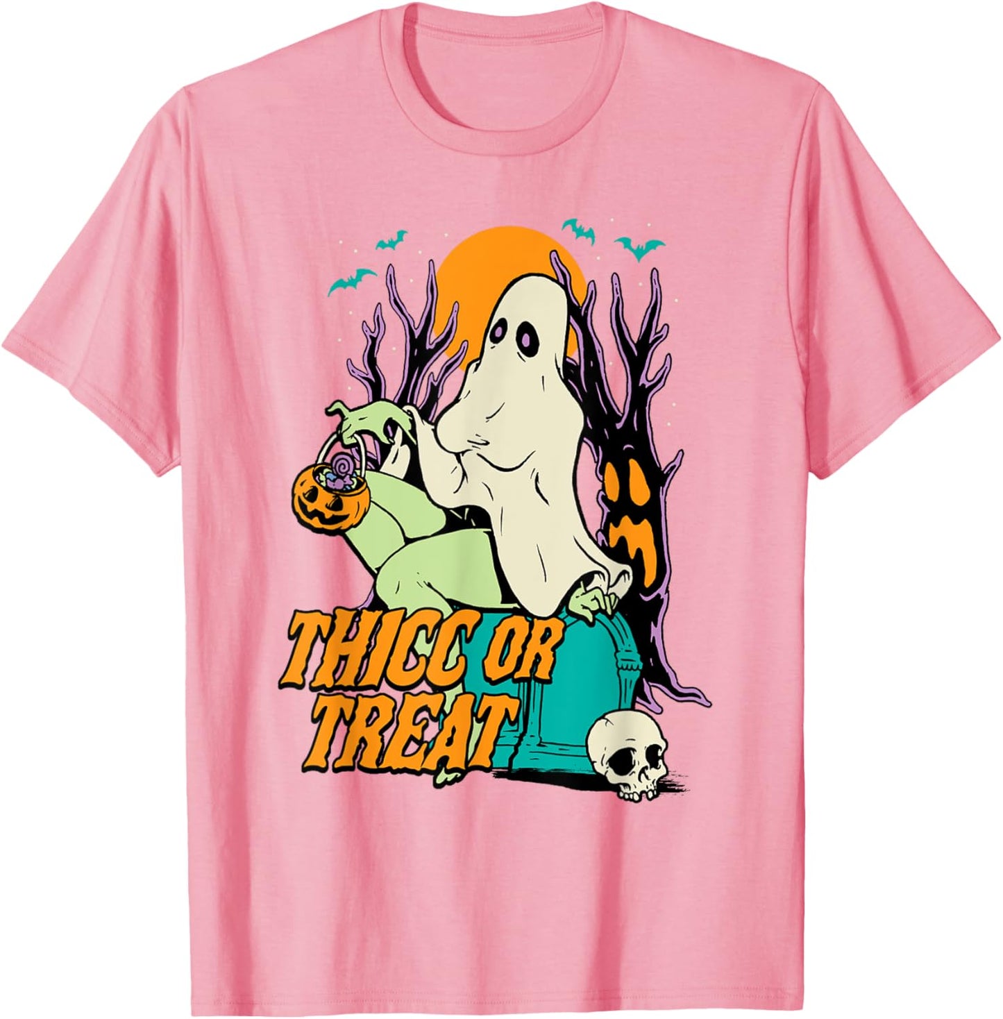Thicc or Treat Halloween Lady Ghost Sexy Pinup BBW T-Shirt