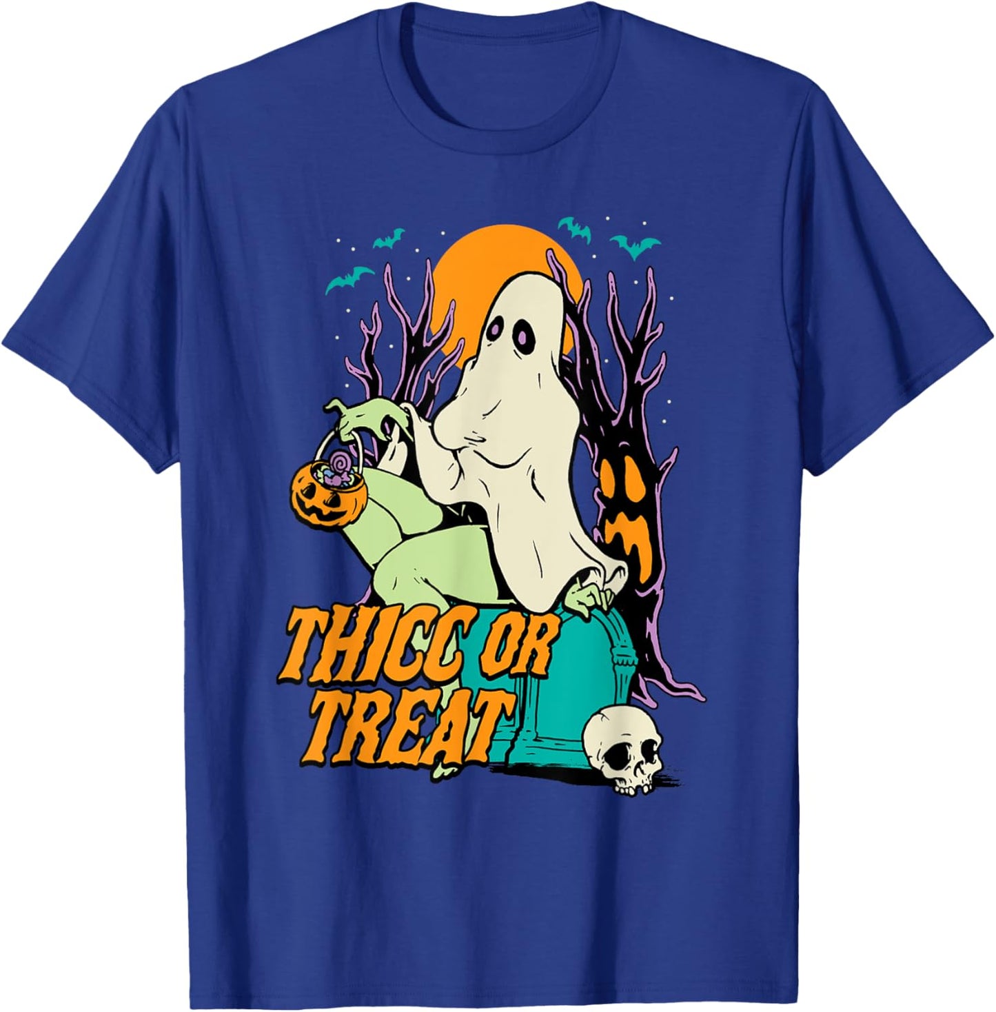 Thicc or Treat Halloween Lady Ghost Sexy Pinup BBW T-Shirt