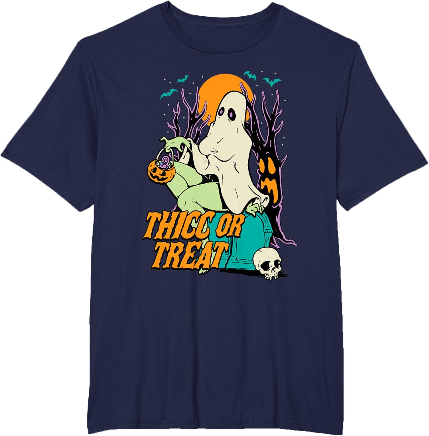 Thicc or Treat Halloween Lady Ghost Sexy Pinup BBW T-Shirt