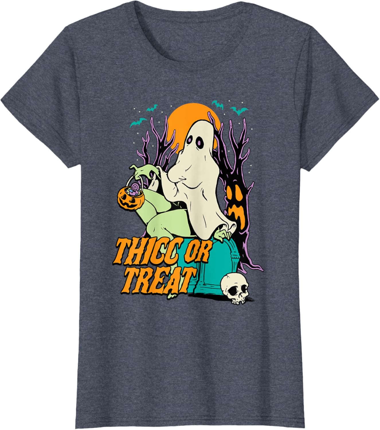 Thicc or Treat Halloween Lady Ghost Sexy Pinup BBW T-Shirt